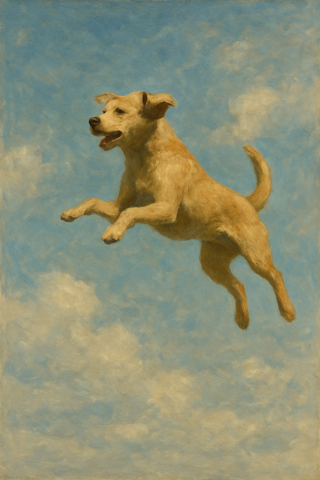 Picture of a dog in the air